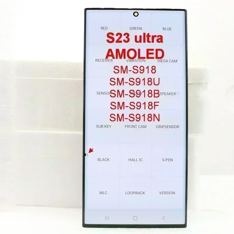 AMOLED S23 Ultra Screen for Samsung Galaxy S23 Ultra SM-S918B S918B/DS Lcd Display Digital Touch Screen Assembly Replacement.