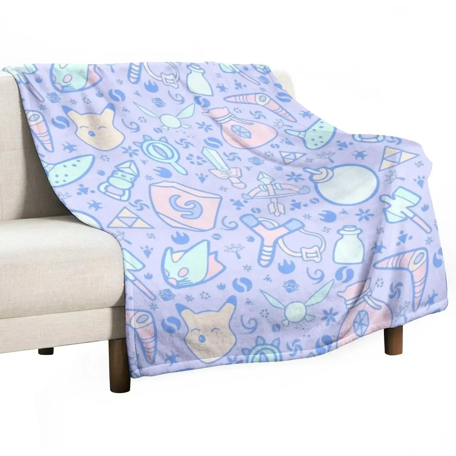 

Zelda Doodlez (Blue Pastel ver.) Throw Blanket for sofa Quilt Fashion Sofas Blankets