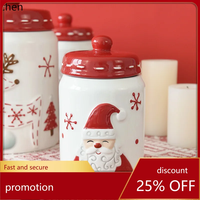 

Zml round sealed jar large ceramic jar creative christmas gift storage jar
