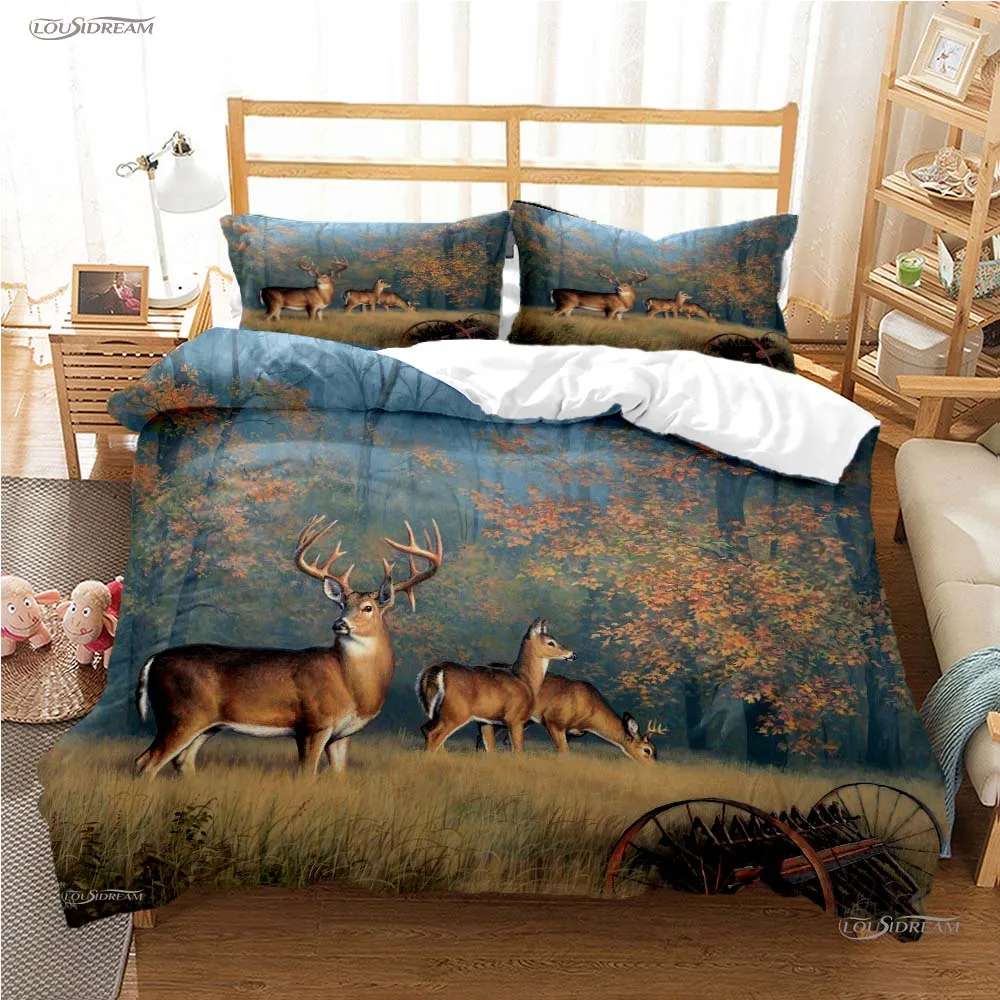 Wild Animals Deer Wildebeest All Season Duvet Cover Cute Bedding Sets Soft Quilt Cover and Pillowcases Single/Double/Queen/King