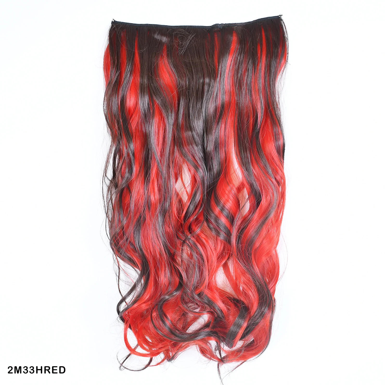 Jeedou Wavy Synthetic Hair One Piece 5Clips Clip in Hair Extension Pink Red Purple Highlighted Piano Color Hairpiece