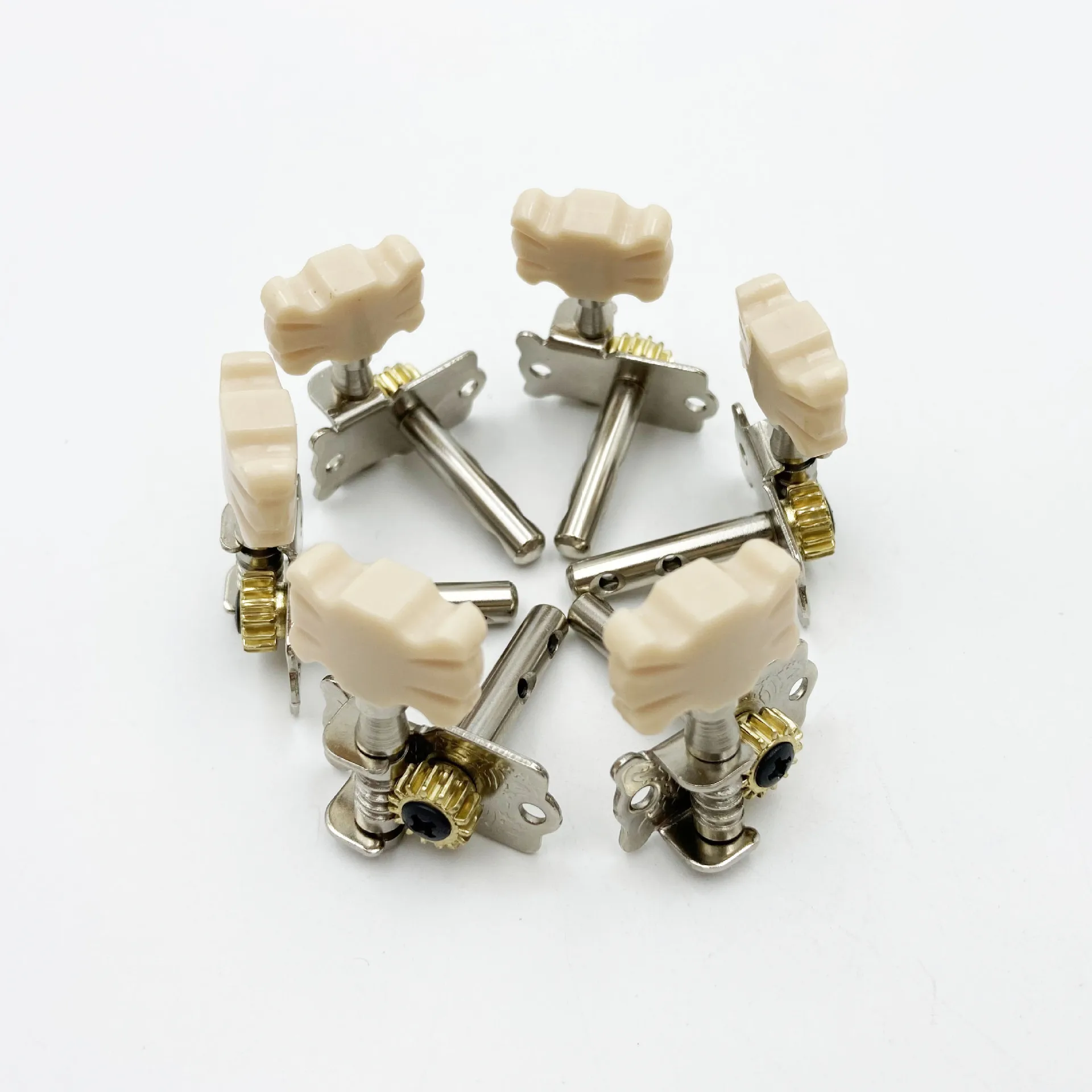 For Acoustic Guitar Single Open Gear Tuning Peg Ornamental Head Double Hole Steel Post String Winder Guitar Machine Head