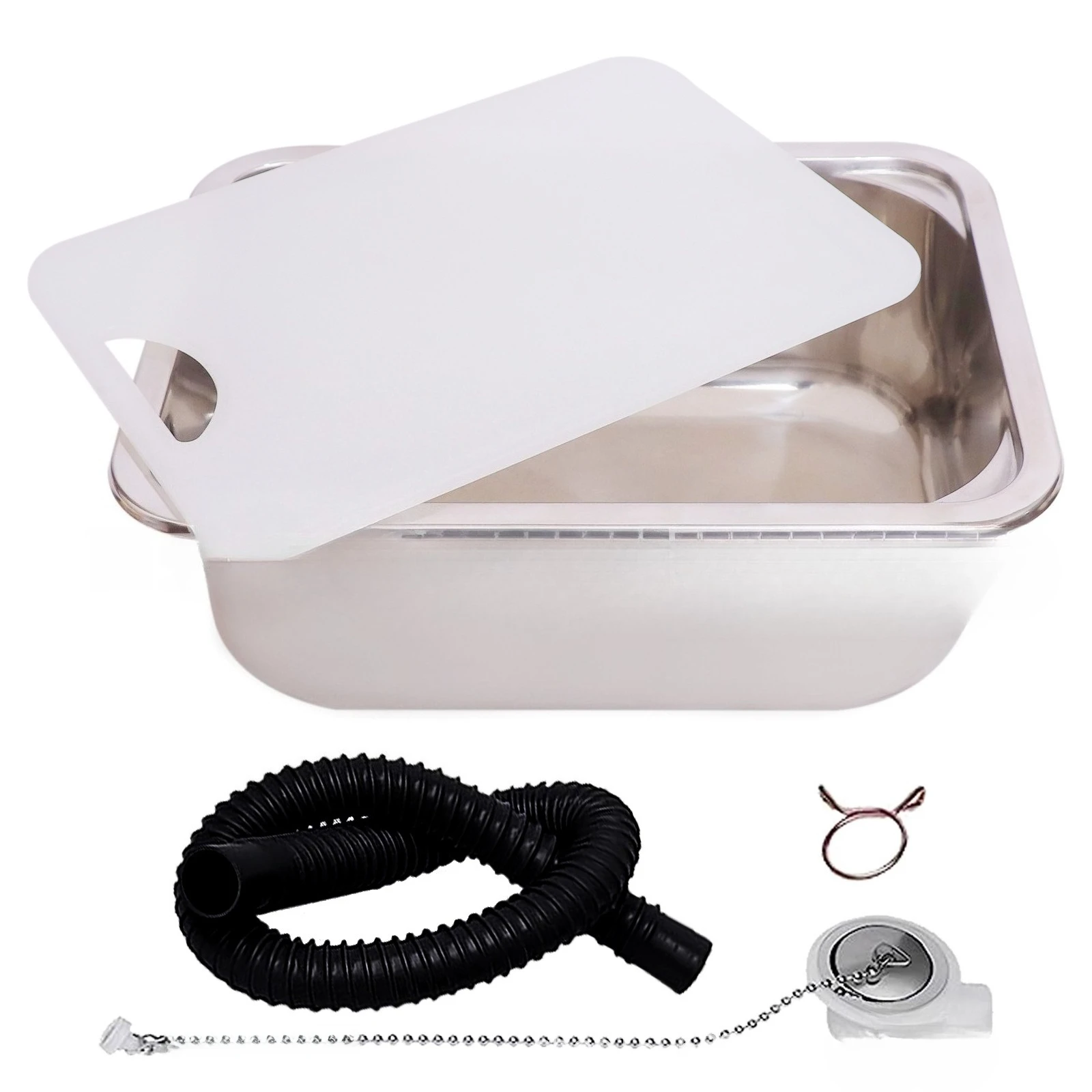 RV Square Small Sink with Cutting Board Cutting Board Hidden Sink RV Kitchen Sink 304 Stainless Steel