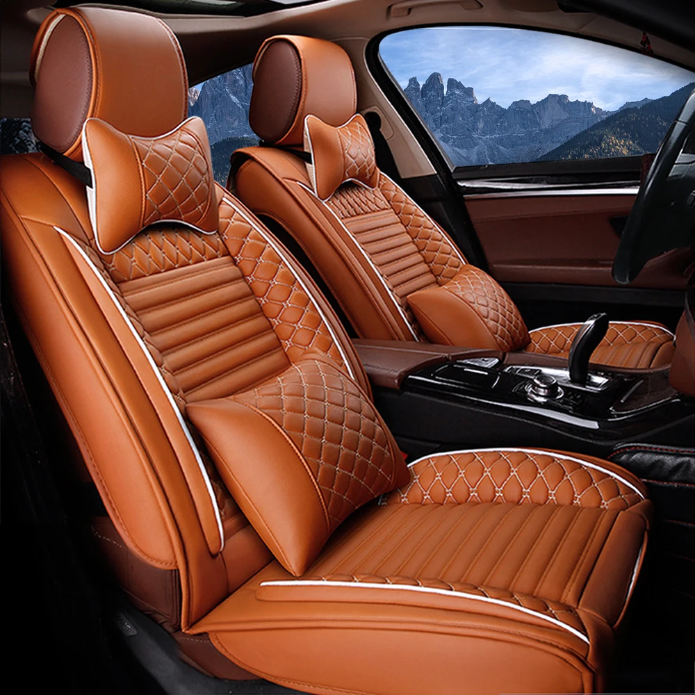 

Muchkey Full Coverage Airbag Compatible Breathable Pillows Protector Cushions Universal Leather Car Seat Covers