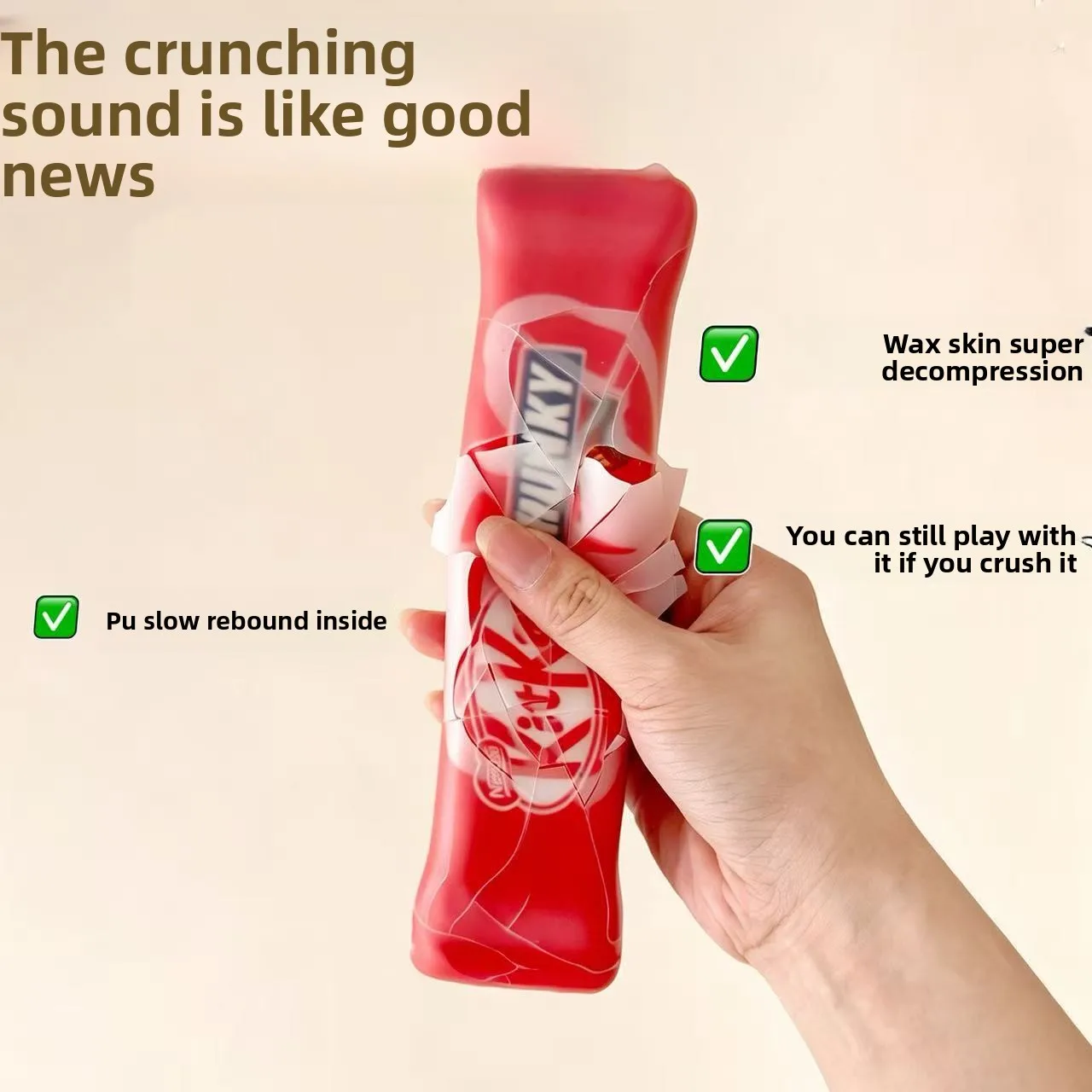Crispy Snickers, pinch music, new simulation chocolate PU slow rebound creative decompression toy