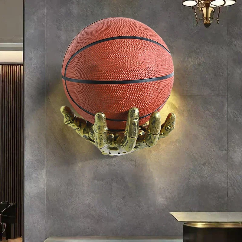 Creative Robotic Arm Basketball Rack Wall Mounted Basketball and Football Storage Rack Home Living Room Decoration Ornaments