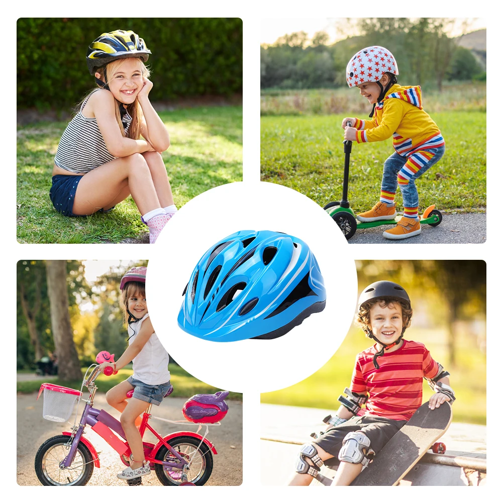 Child Bicycle Helmet Kids MTB Road Bike Helmets Safe Breathable Protection Headgear with Kneepads for Outdoor Sports Headpiece