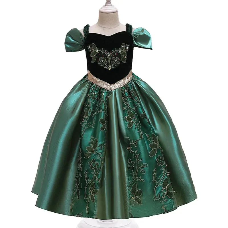 

New Halloween Cosplay Costume Little Green Princess Anna Birthday Party Fancy Dress Girls Stage Performance Carvinal Dres 2026★