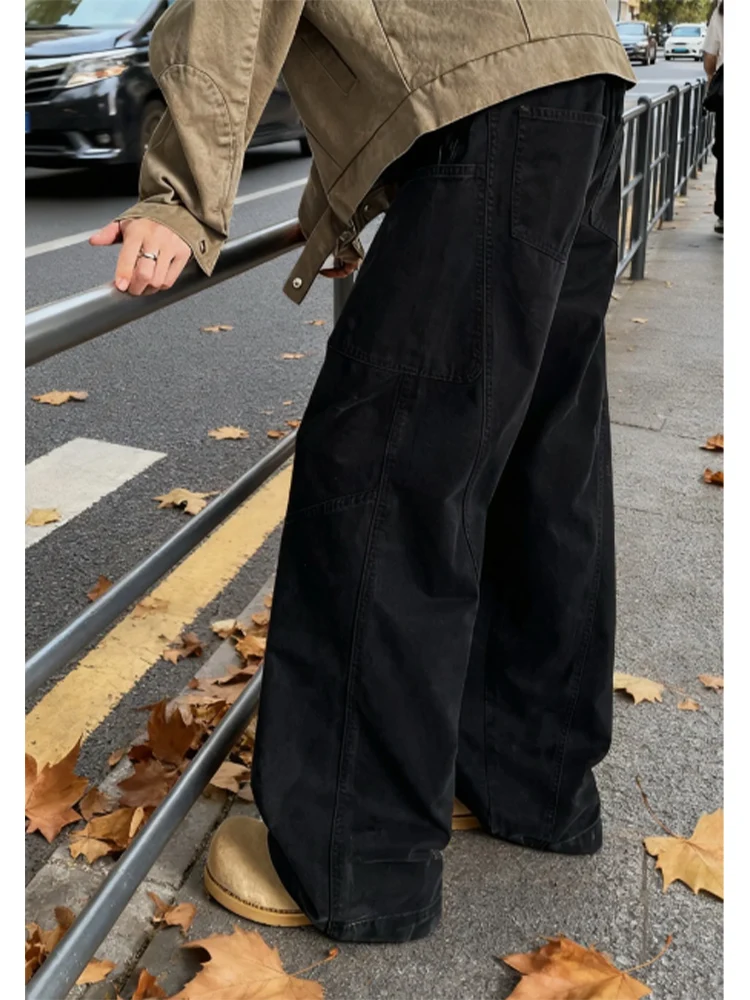 

Cleanfit Men's Workwear Pants Bla Denim Straight Leg Loose Fit Casual Trousers Vintage American Sle Winter Wear