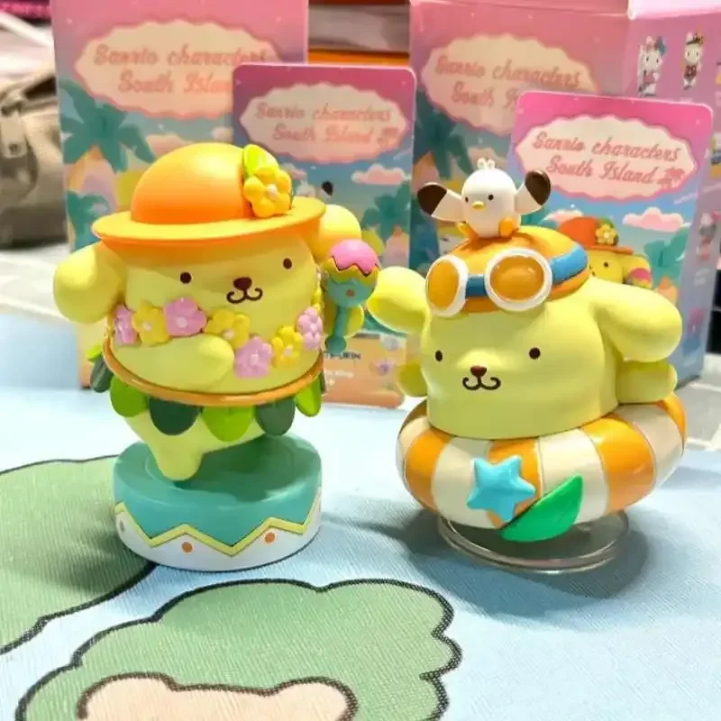 Sanrio กล่องตาบอด Hello Kitty Cinnamoroll ชุดเกาะขนาดเล็ก Kawaii ของเล่นโมเดลตุ๊กตาน่ารักของสะสมของขวัญกล่องลึกลับ