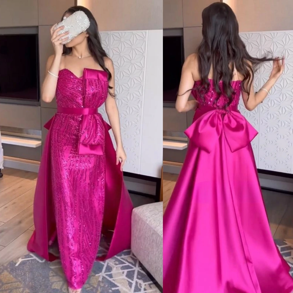 Robe de Soirée Longue en Satin à Paillettes, Tenue de Bal, Sans Bretelles, avec Nministériels d, sur Mesure, Arabie Saoudite