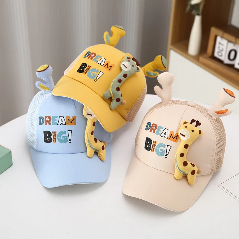 Cartoon 3D Three-dimensional Giraffe Summer Thin Section Baseball Cap Children Cute Mesh Duck Tongue Cap UV Protection Sun Hat