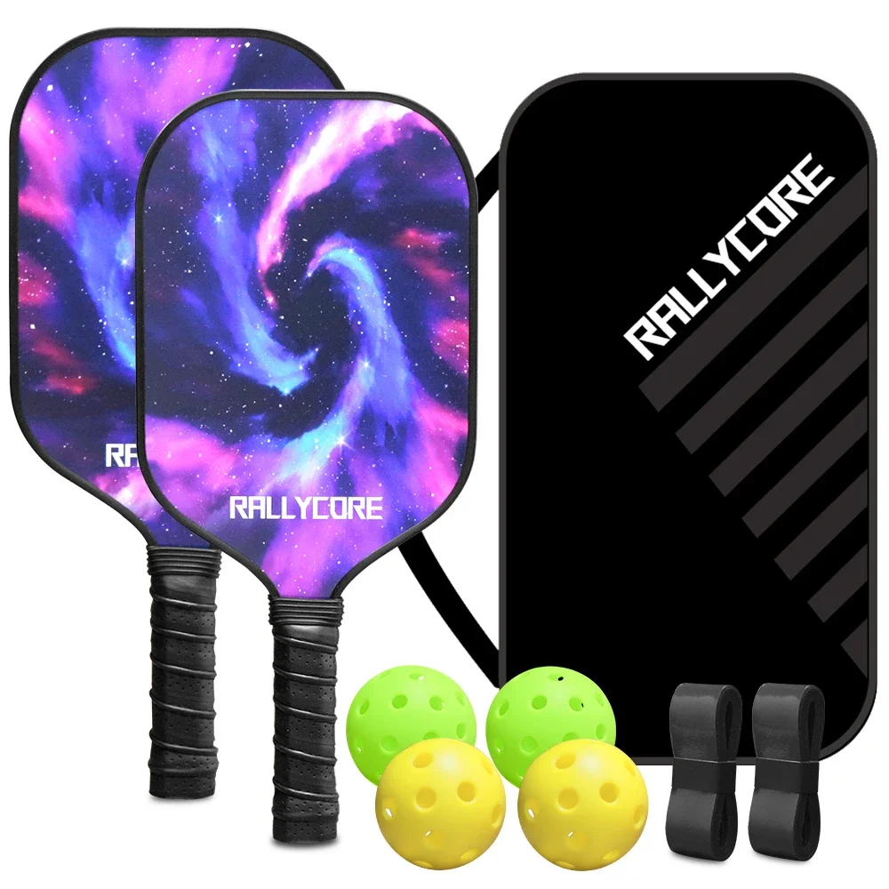 Set Raket Pickleball, Raket Portabel, Tas Pembawa, Perlengkapan Hadiah, Disetujui USAPA, Indoor Outdoor, Inti Sarang Lebah, 4 Bola