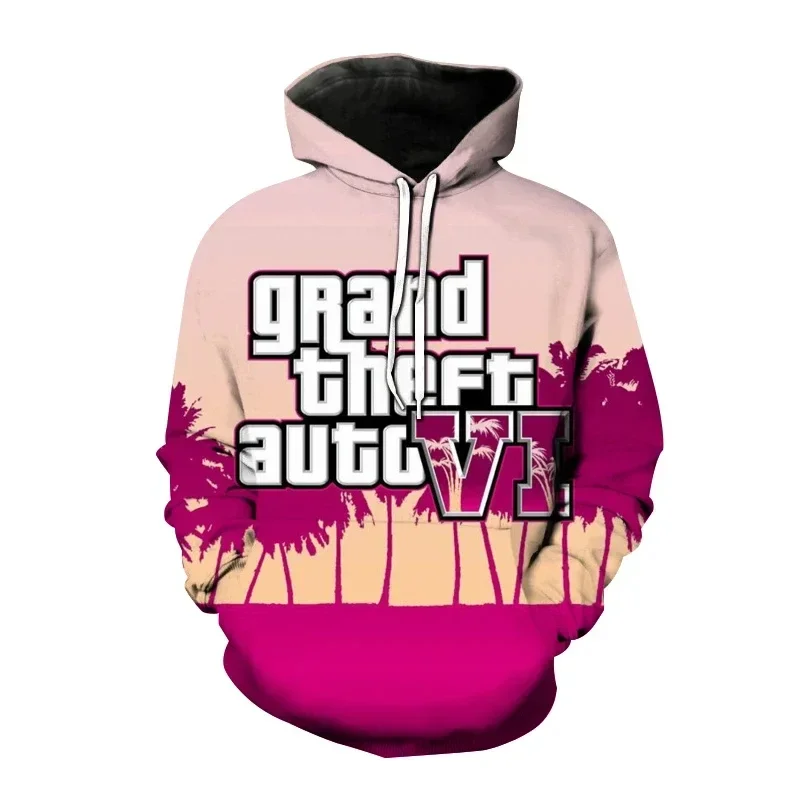 New Grand Theft Auto GTA 6 Hoodies Game 3D Print Men Women Fashion Sweatshirts Oversized Hoodie Kids Pullovers Tracksuit Clothes