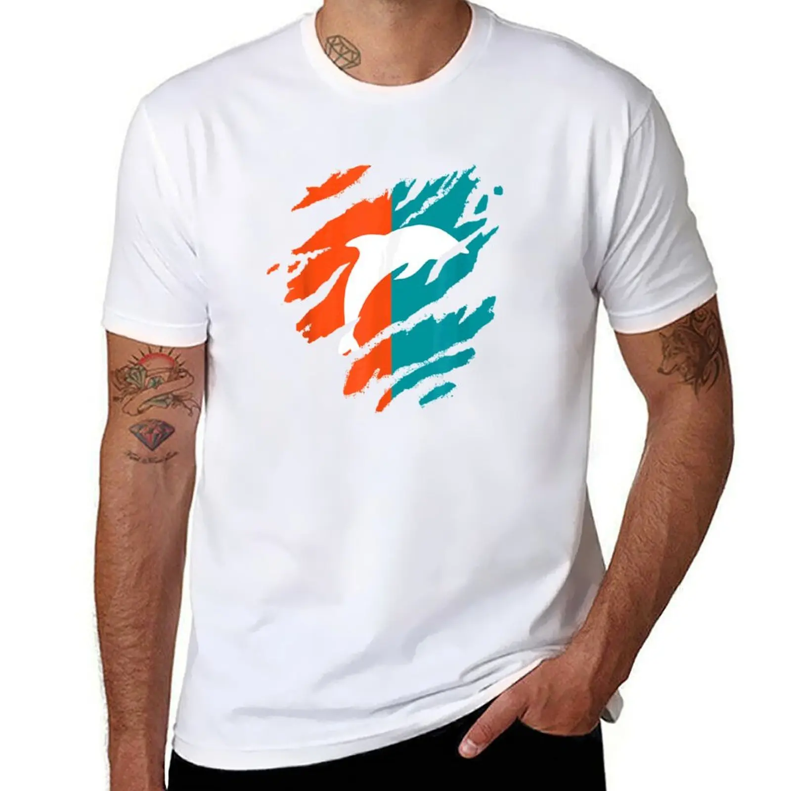 Camiseta Dolphin Tee Florida Miami para hombre, camiseta informal para fanáticos de los padres, ropa de trabajo