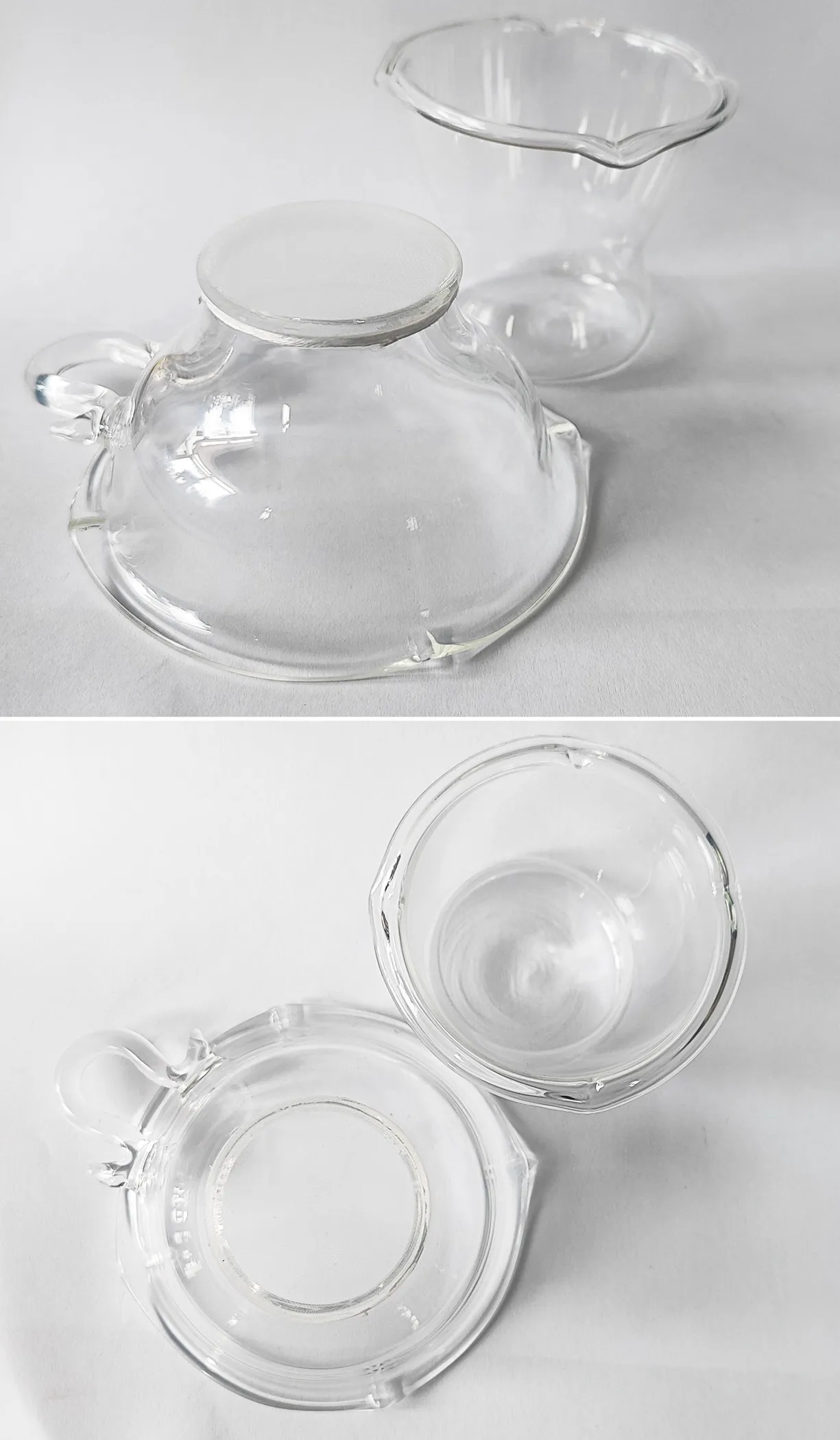 Clear Heat Resistant Glass Tea Funnel Filter Strainer with Conical Stand Holder