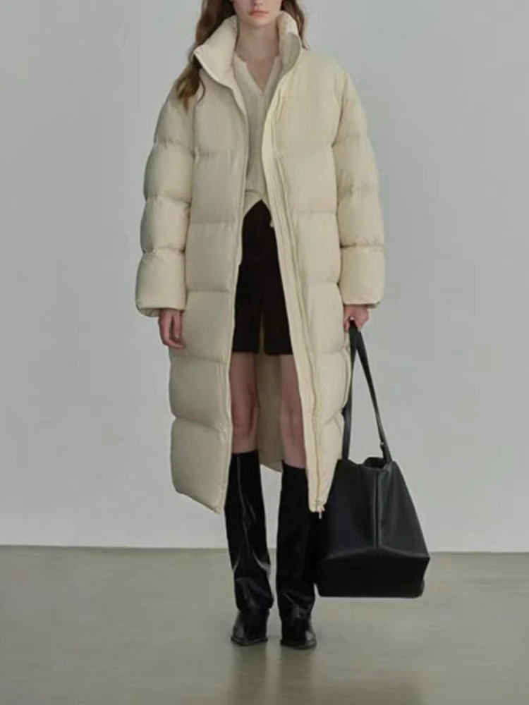 Jaqueta de inverno feminina sólida plus size estilo longo gola com zíper casacos quentes outono high street outerwear jaqueta de inverno