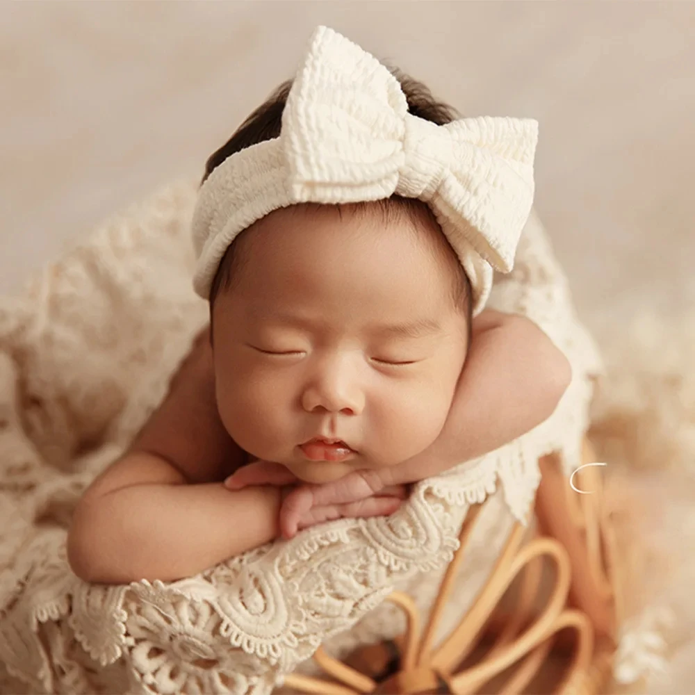 INS Style Baby Photography Props Newborn Photo Bow Headband Lace Background Blanket Studio Baby Posing Akcesoria do sesji zdjęciowej