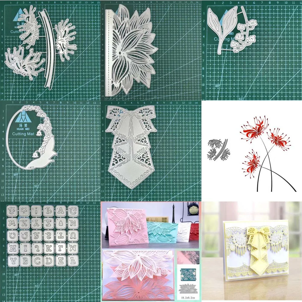 Metalls chneid werkzeuge Schablonen Blume Alphabet Buchstaben stirbt Scrap booking Handwerk