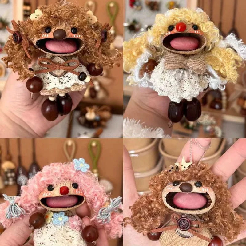 

Handmade Natural Indonesian Nut Shell Doll Pendant Healing Anxiety Stress Relief Sound Therapy Bag Charm Personalized Wind Chime