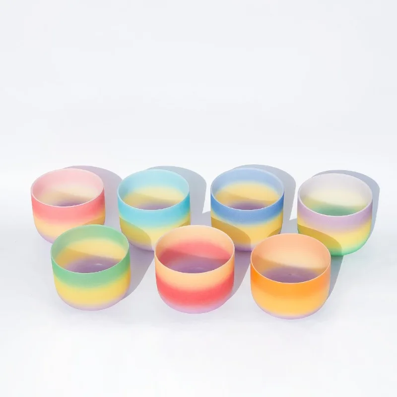 Rainbow Series Crystal Bowl Playing Instrument Yoga