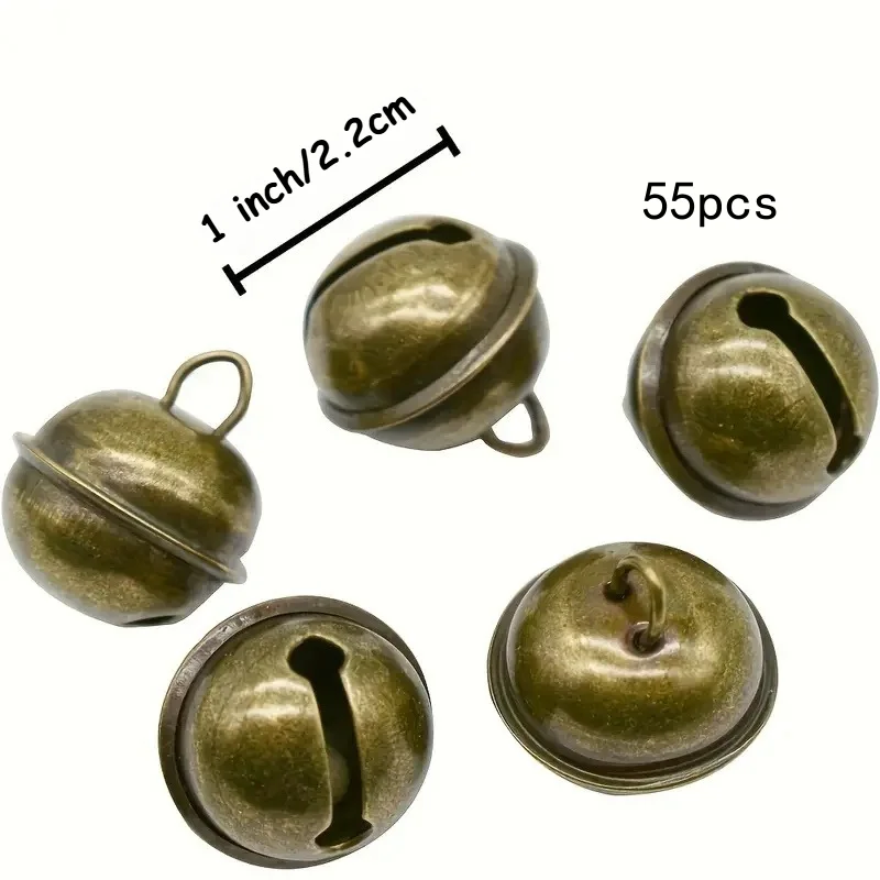 55 Pcs Vintage Copper Bells 22mm(1 Inch)Metal for Christmas Wreath Pet Collar Home Deco Doorbells view 2