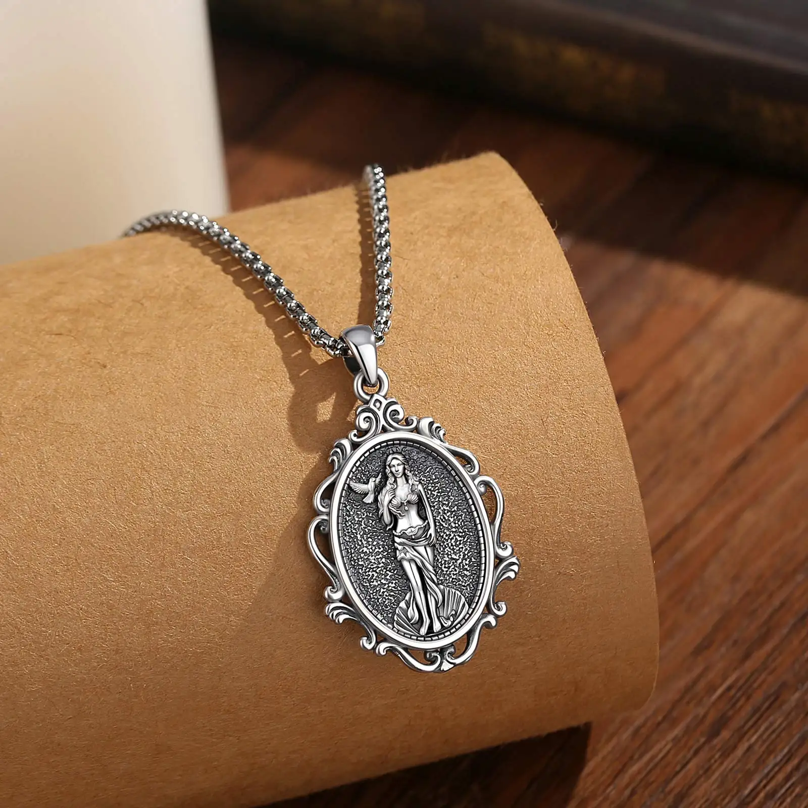 AEONSLOVE Vintage Aphrodite Necklace Goddess of Love and Beauty Pendant Spiritual Amulet Greek Mythology Jewelry Gift for Women