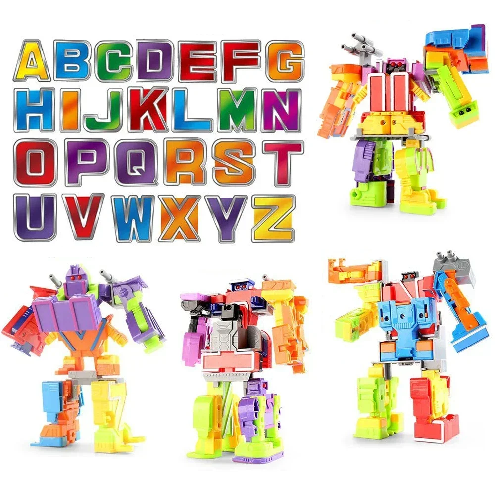 

Alphabet Robot Number Transformation Toys, 26 Letters A-Z Deformation Robot for Kids Education