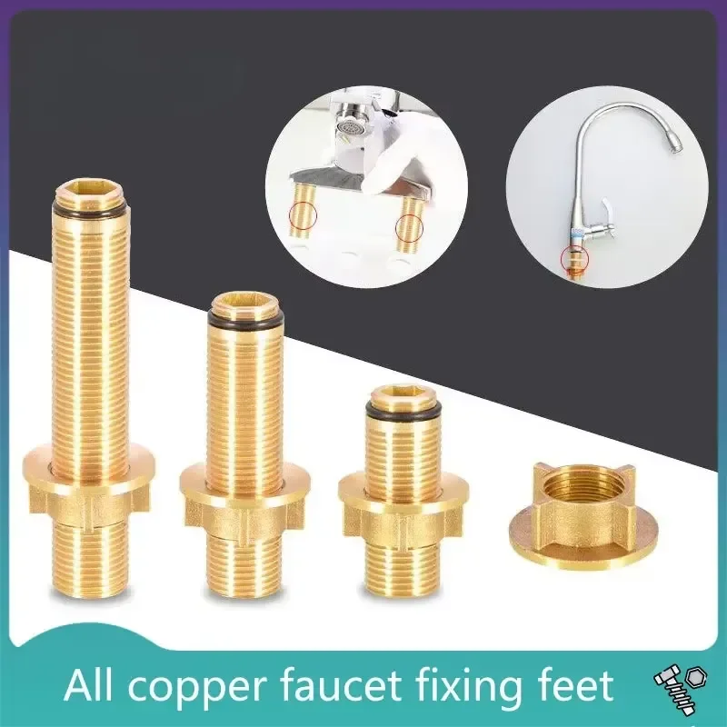 

Faucet Lengthened All Copper Fixing Parts Double Hole Basin Cold and Hot Fastening Screws High Feet 1/2 IN Nut Accessories