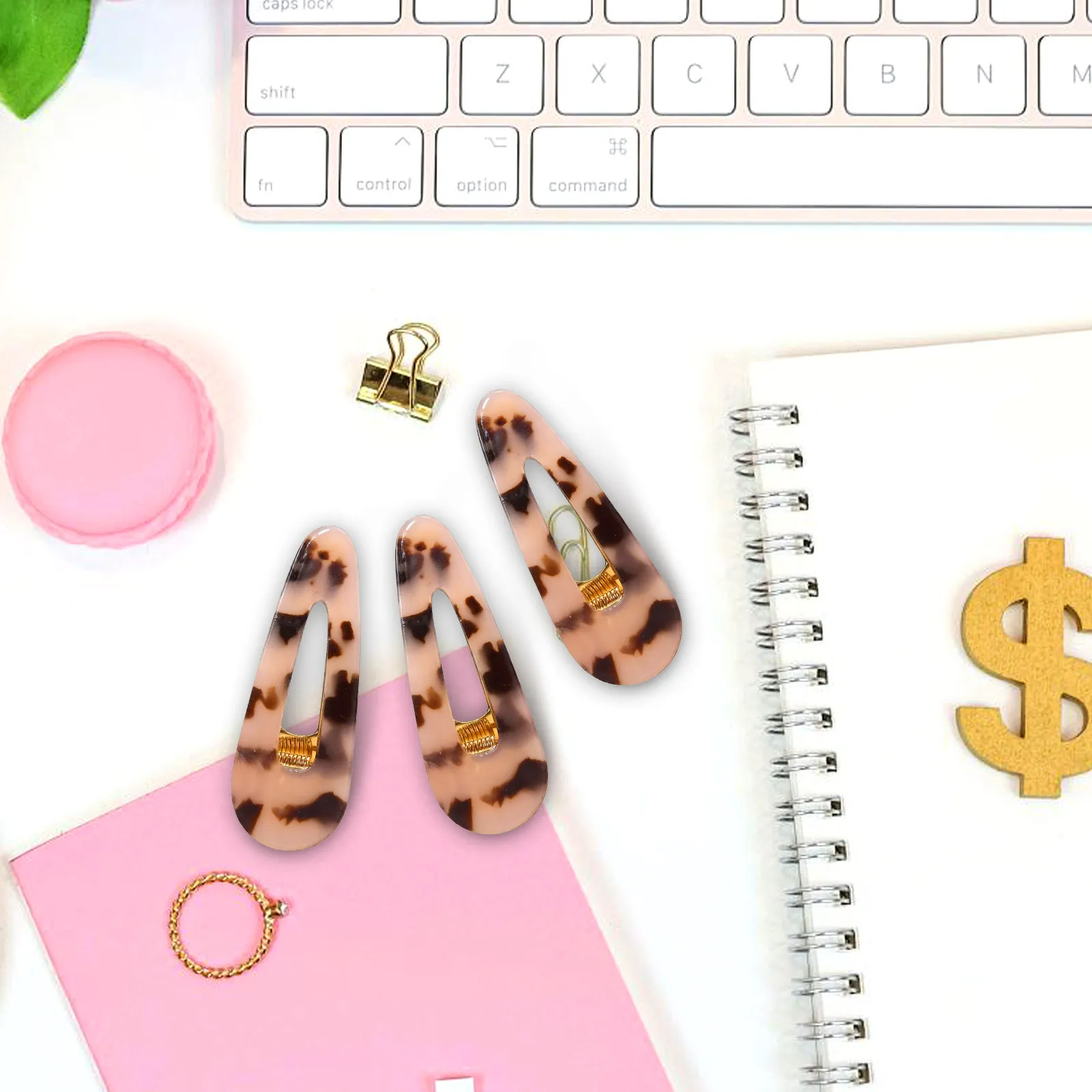 

4Pcs Retro Water Droplet Hair Clips Tortoiseshell Amber Style Elegant Plastic Barrettes for Women Girls Daily Party Meeting Gift