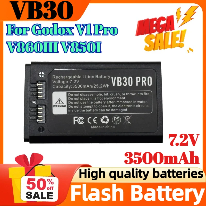 

Литиевая батарея VB30 7,2 В 3500 мАч для камеры Godox V1 Pro V860III V850I, батарея вспышки Speedlite
