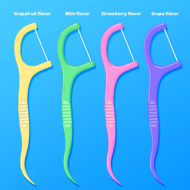 

Fruit Flavor Colorful Teeth Cleaner Dental Floss Pick 100Pcs/Bag High Tensile Force Oral Hygiene Care Teeth Stick Bagged