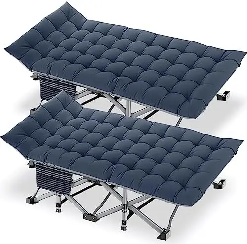 Folding Camping Cot with Mattress, 2 Pack Heavy Duty Folding Cot for Adults, Portable Sleeping Cot Bed Adults Outdoor