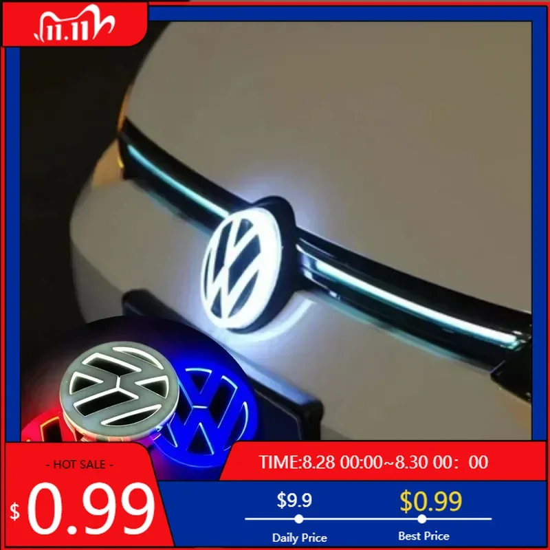 

VW GTI GOLF для VOLKSWAGEN VW 2026 новые эмблемы автомобильный мусор 4D светодиод для освещения логотипа Volkswagen передние и задние наклейки с логотипом подходят
