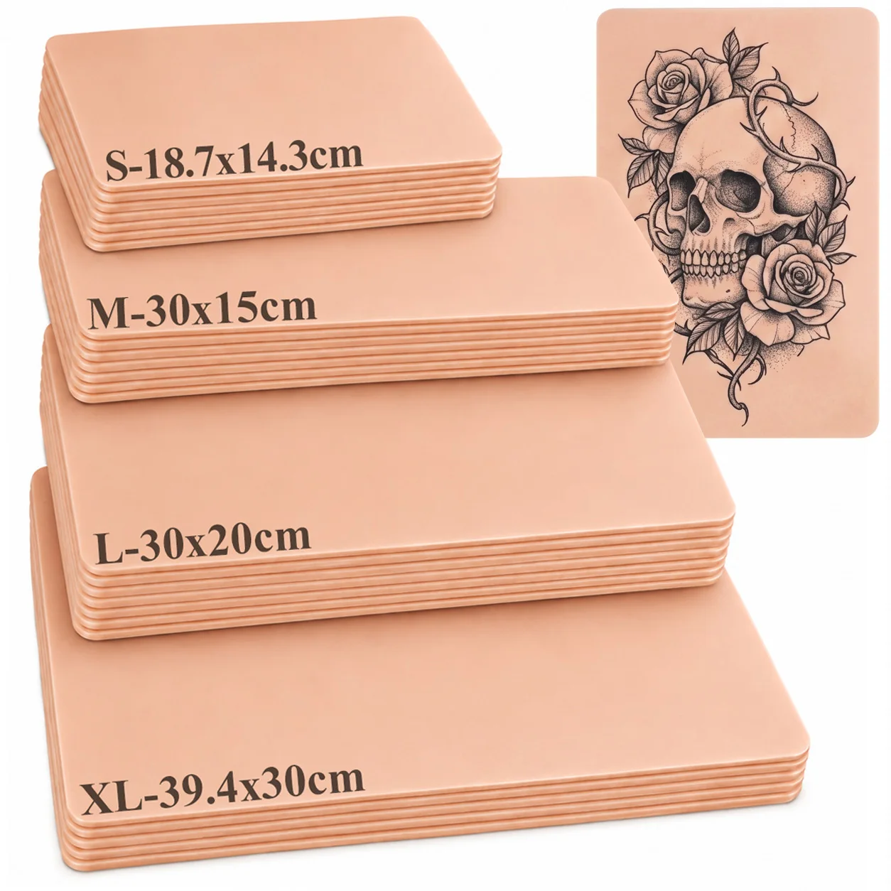 3mm Tattoo Practice Skin S/M/L/XL 4 Sizes Double-Sided Blank Artificial Synthetic Fake Tattoo Skin for Tattoo Accessories