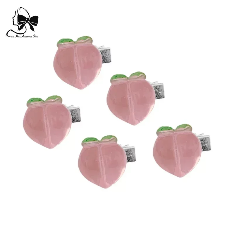 New Small Bow Hairpins Cute Peach Rose Headwear Hair Accessories Girl Side Bangs Clip Sweet Hair Clips Headdress Jewelry