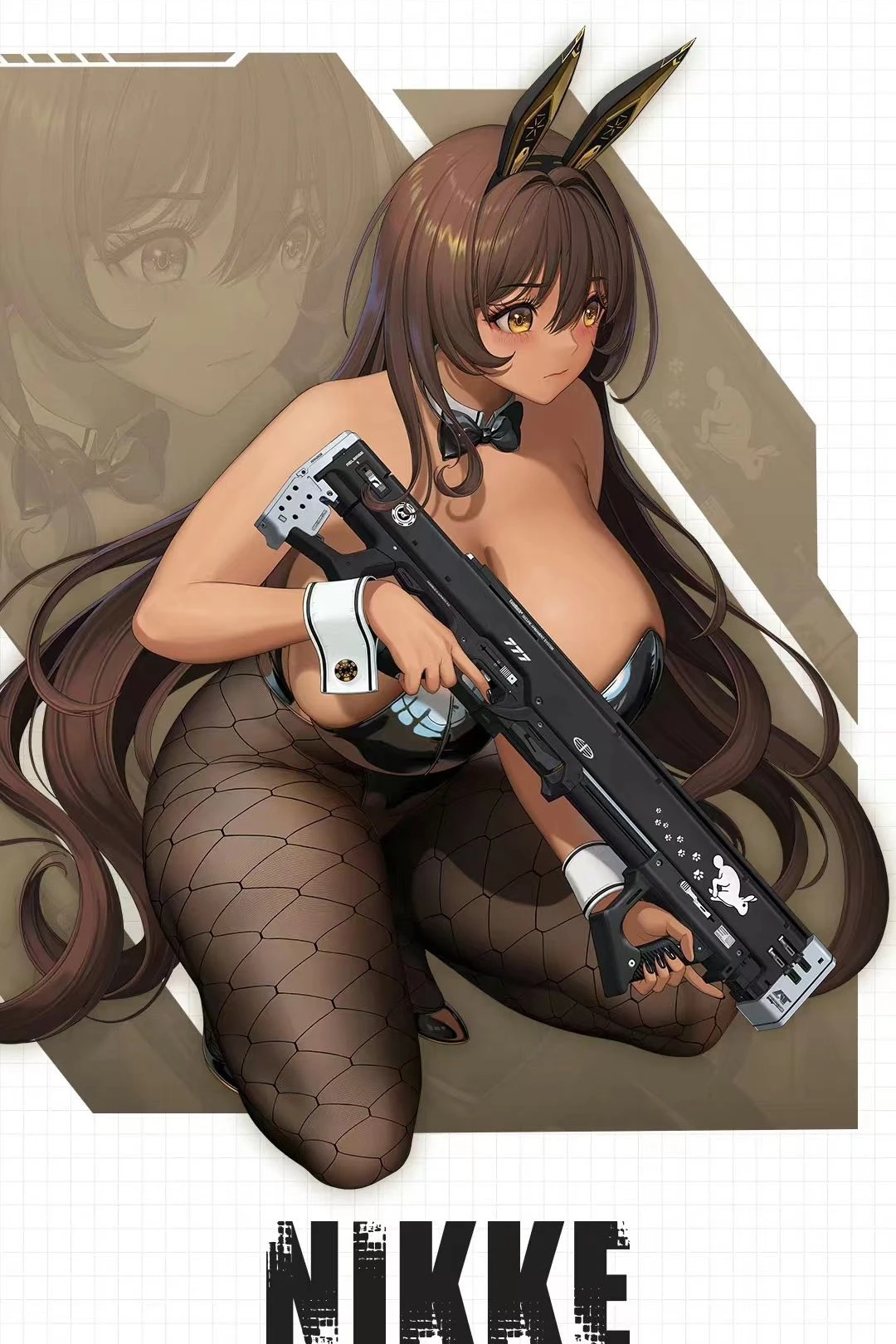 Gra NIKKE bogini zwycięstwa Cosplay króliczek X 777 czarny królik broń Model EVA PVC ręcznie robiony pistolet 90CM rekwizyt halloweenowy zabawki