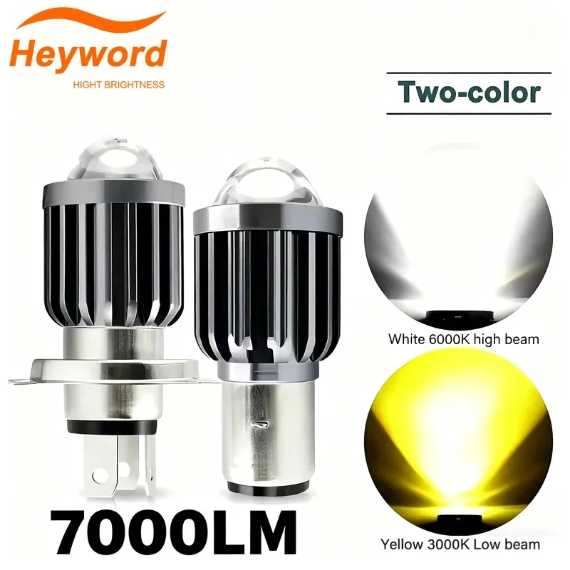 10000Lm H4 LED H6 BA20D 70000LM LED Motorcycle Headlight Bulbs CSP Lens White Yellow Hi Lo Lamp Scooter Accessories Fog Lights
