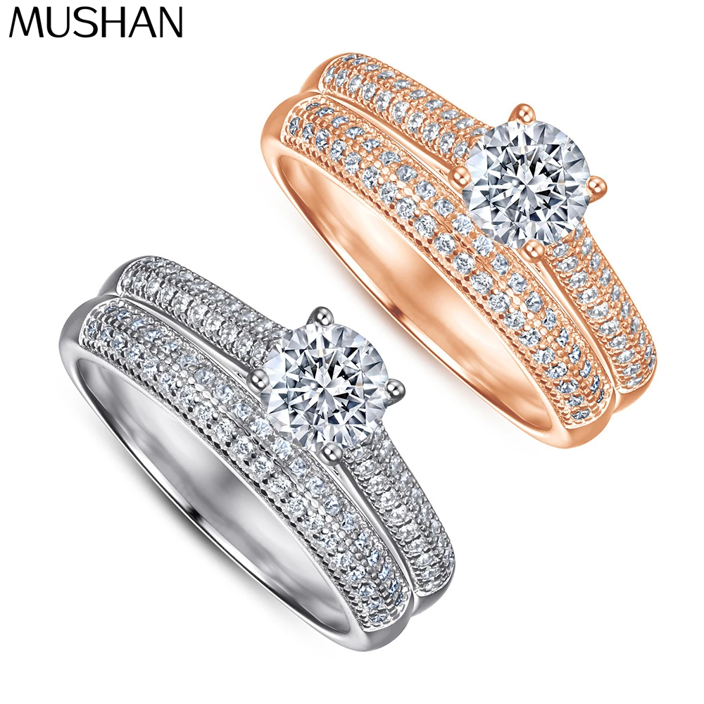 

MuShan Brand Jewelry 925 Sterling Silver Ring Cubic Zirconia 7A Asscher Casual for Fiancee Rhodium Plated Fine Jewelry Rings