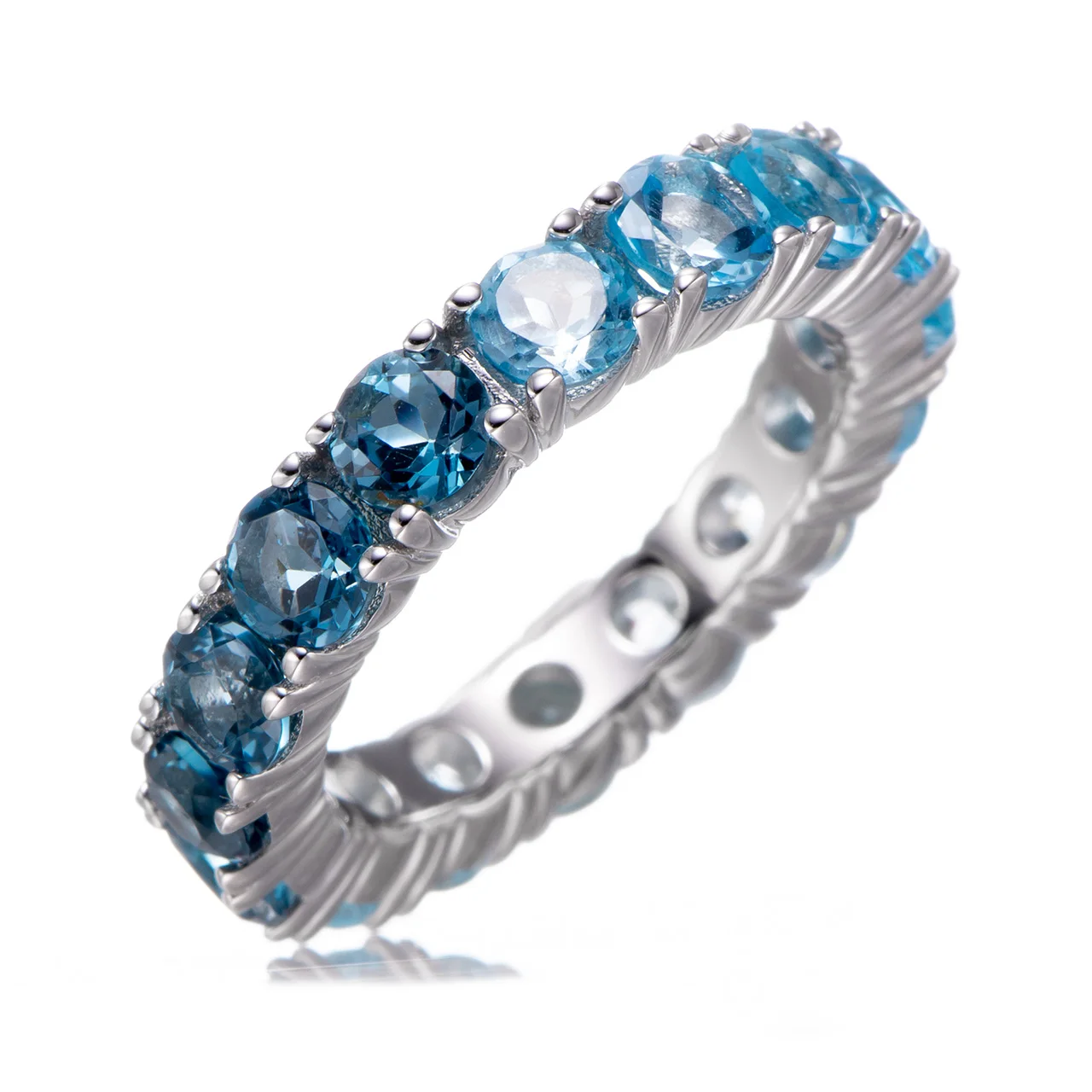 London Blue Topaz,Swiss Blue Topaz,Sky Blue Topaz Rhodium Over Sterling Silver Ring