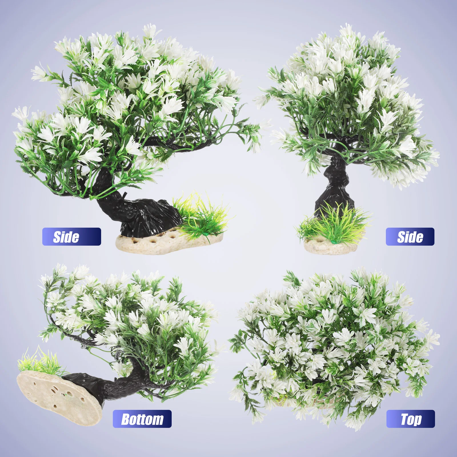 زخرفة شجرة محاكاة واقعية لنباتات حوض السمك البلاستيكية خزان الأسماك بونساي النباتات المزيفة زخرفة المناظر الطبيعية المائية #6