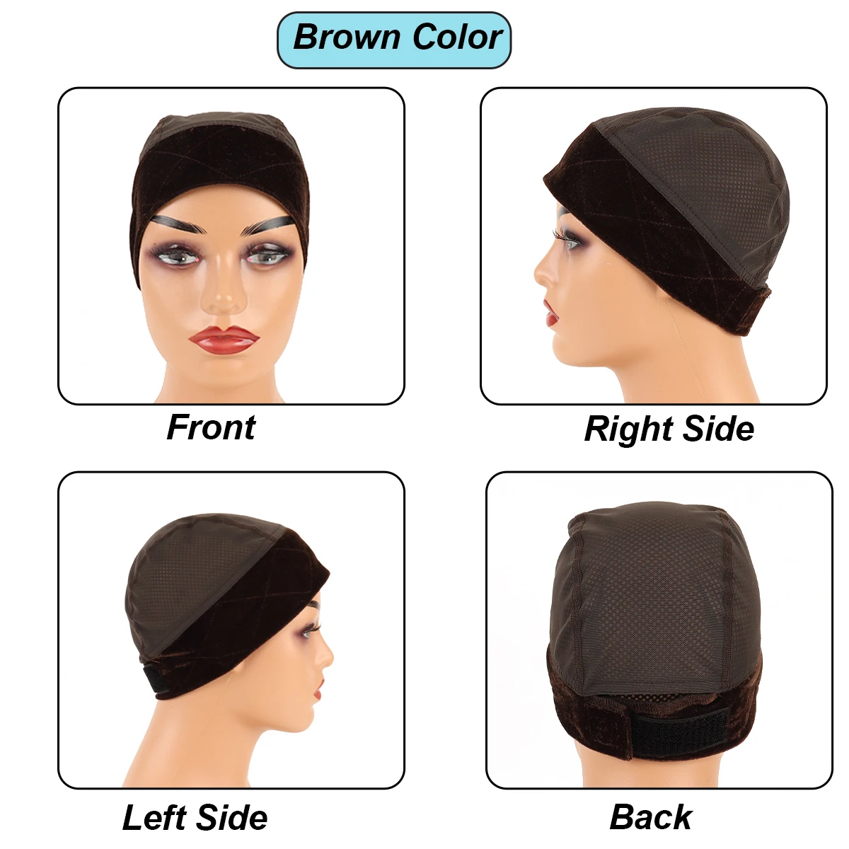 วิกผมสีดํา Grip Cap สําหรับวิกผม 1 ชิ้นปรับกํามะหยี่วิกผม Grip Band กับหมวกสําหรับผู้หญิงสบายระบายอากาศหมวกวิกผม