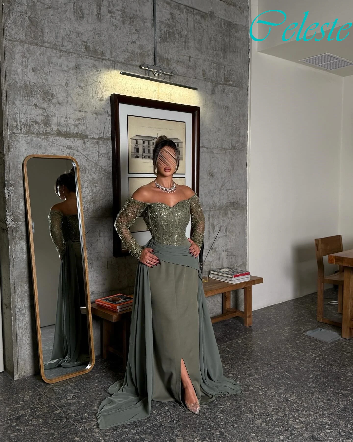 تخصيص مستقيم قارب الرقبة كاب كم فستان سهرة أنيق حساسة فساتين المشاهير مزاجه فساتين مناسبة مخصصة