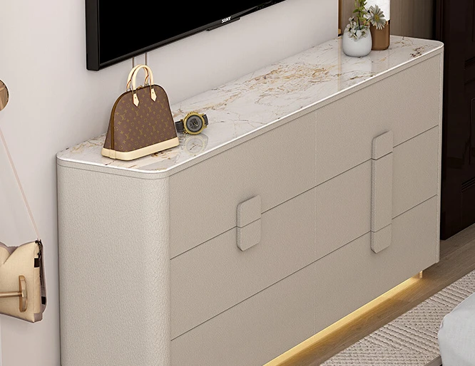 Wind landing six bucket cabinet TV cabinet Modern minimalist room Rock board bed tail cabinet Decoration bedroom storage cabinet