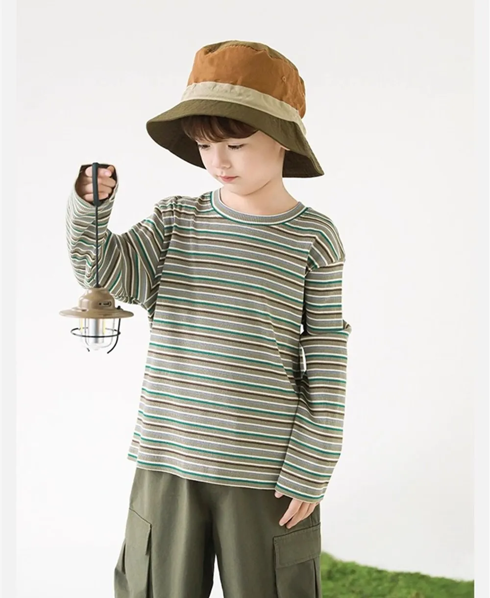 

Autumn Boys' Top kids girls clothes baby t-shirts Striped pattern casual long sleeved T-shirt