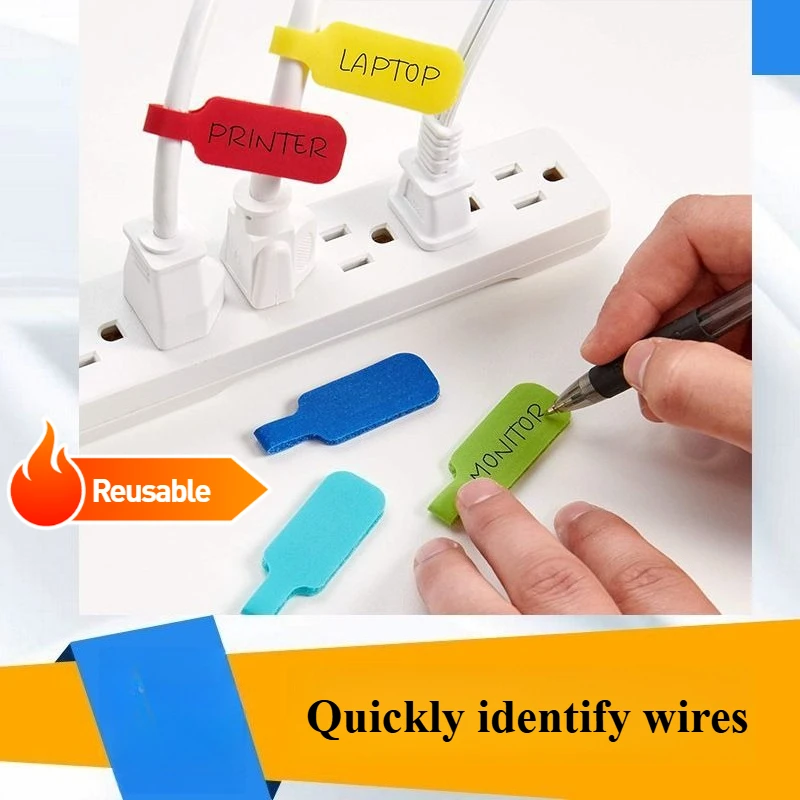 Velcro， Instrument audio cables, data cables, waterproof colored Velcro strips, writable cable labels 25pcs