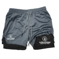 VOLCOM - Men's 2-in-1 Printed Shorts, suitable for sports, running, jogging, fitness, and comprehensive training, featuring comp