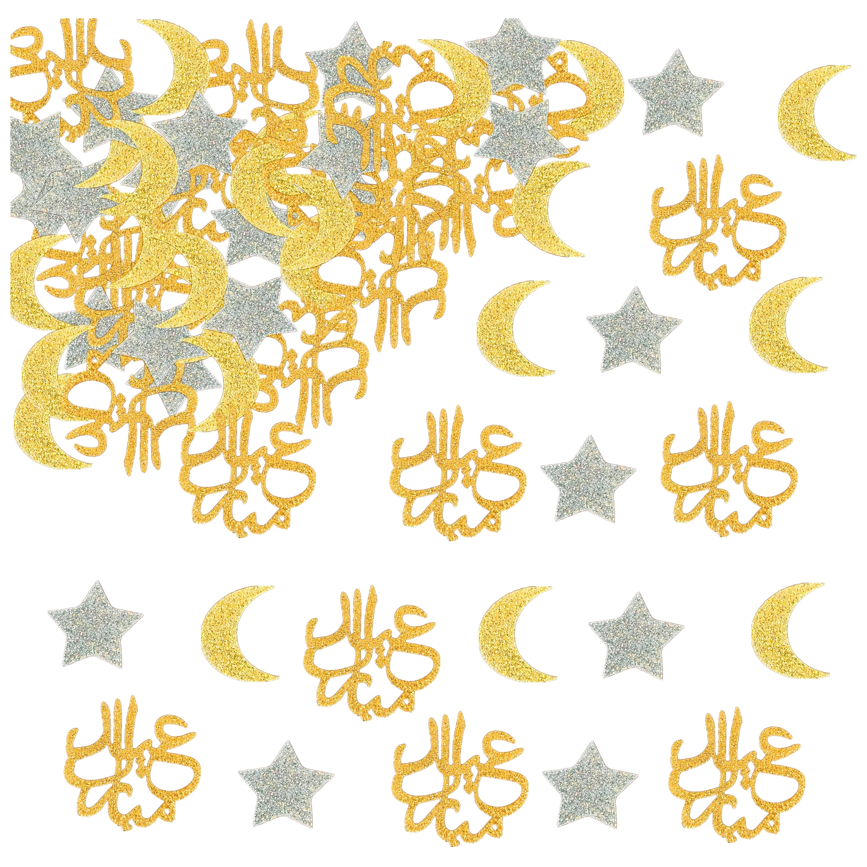 100 pcs Ramadan decoration 2025 Felt Confetti,Festival Decorations for Muslim Holidays，Star Moon Felt  Die-Cut