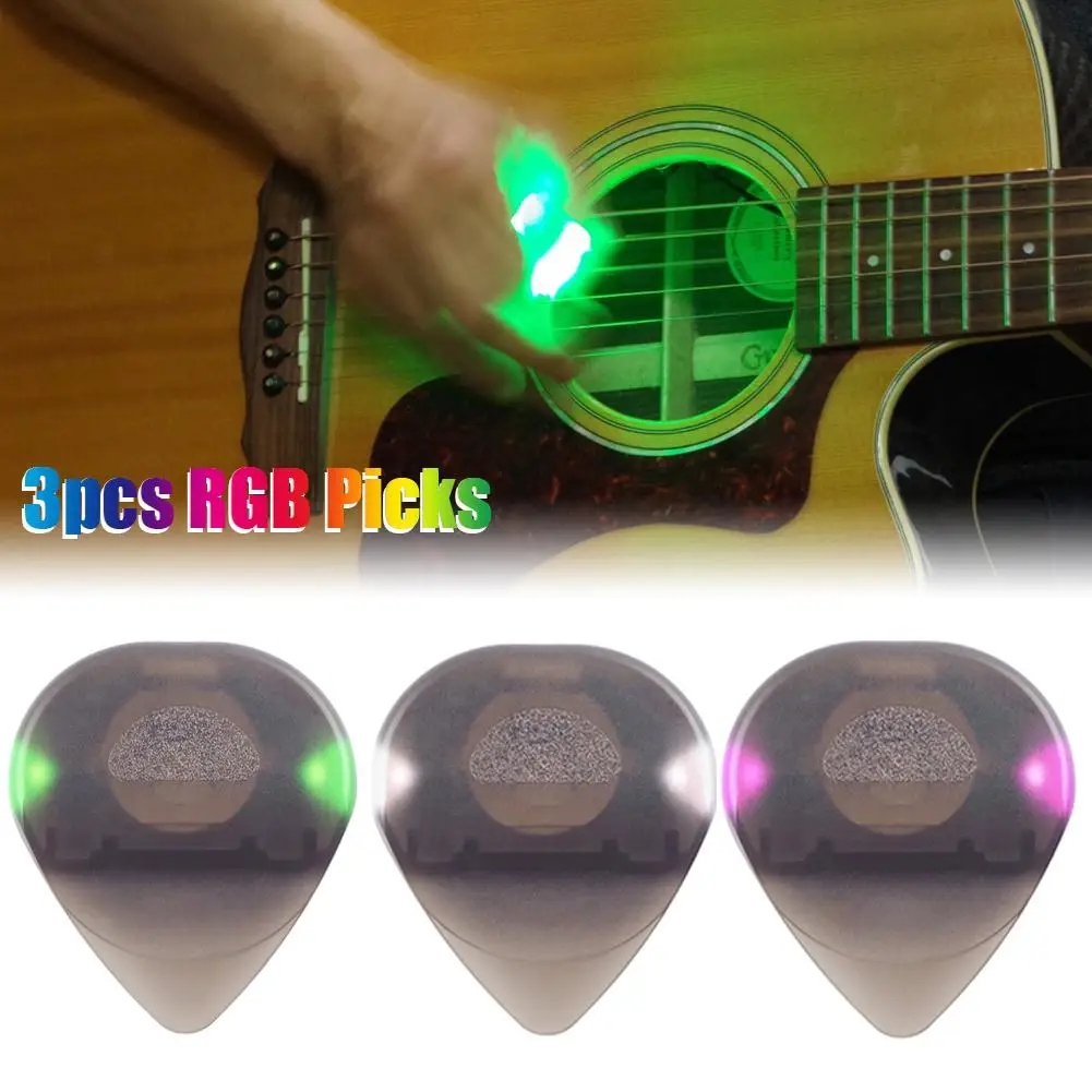 1PC Guitar Picks Pendant Acoustic Folk Guitar Plectrum Electric Guitar Picks LED Glowing Picks Musical Instrument Accessories