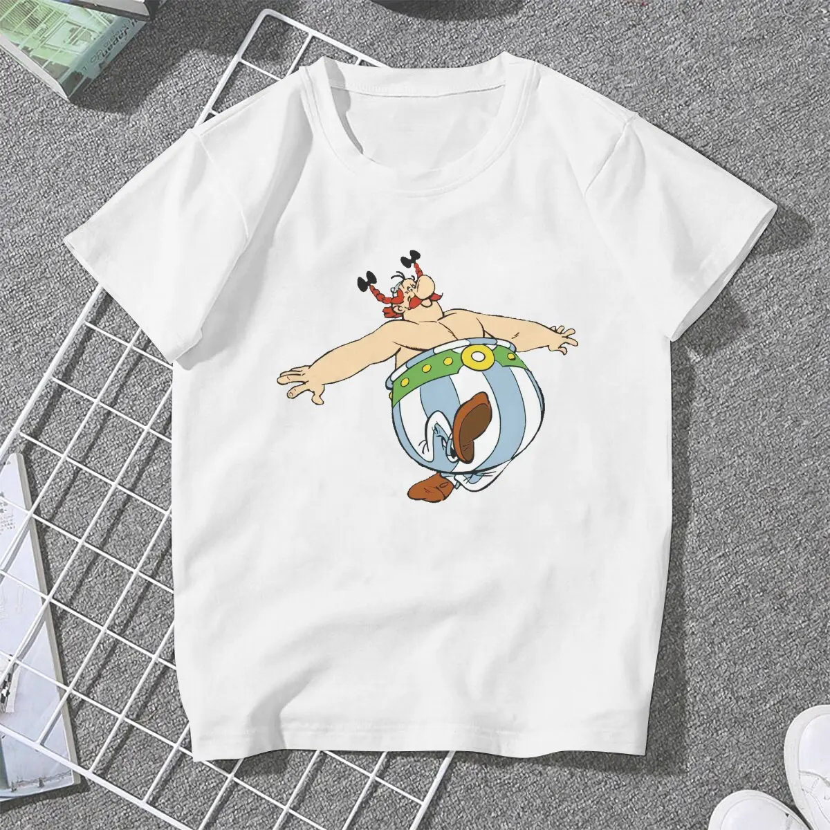 Happy Jump Asterix-le Gaulois Frauen T-Shirt Punk Unisex Rundhals ausschnitt T-Shirt Harajuku